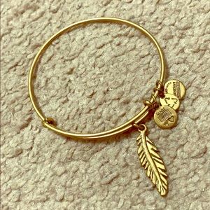 Alex and Ani Gold Feather Charm Bracelet
